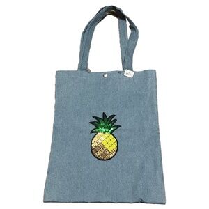GANZ Woodstock GA Jean Tote With Sequined Pineapple 🍍